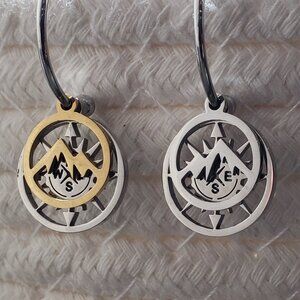Stainless steel Hypoallergenic Compass mountain hoop earrings 12mm/15mm/20mm
